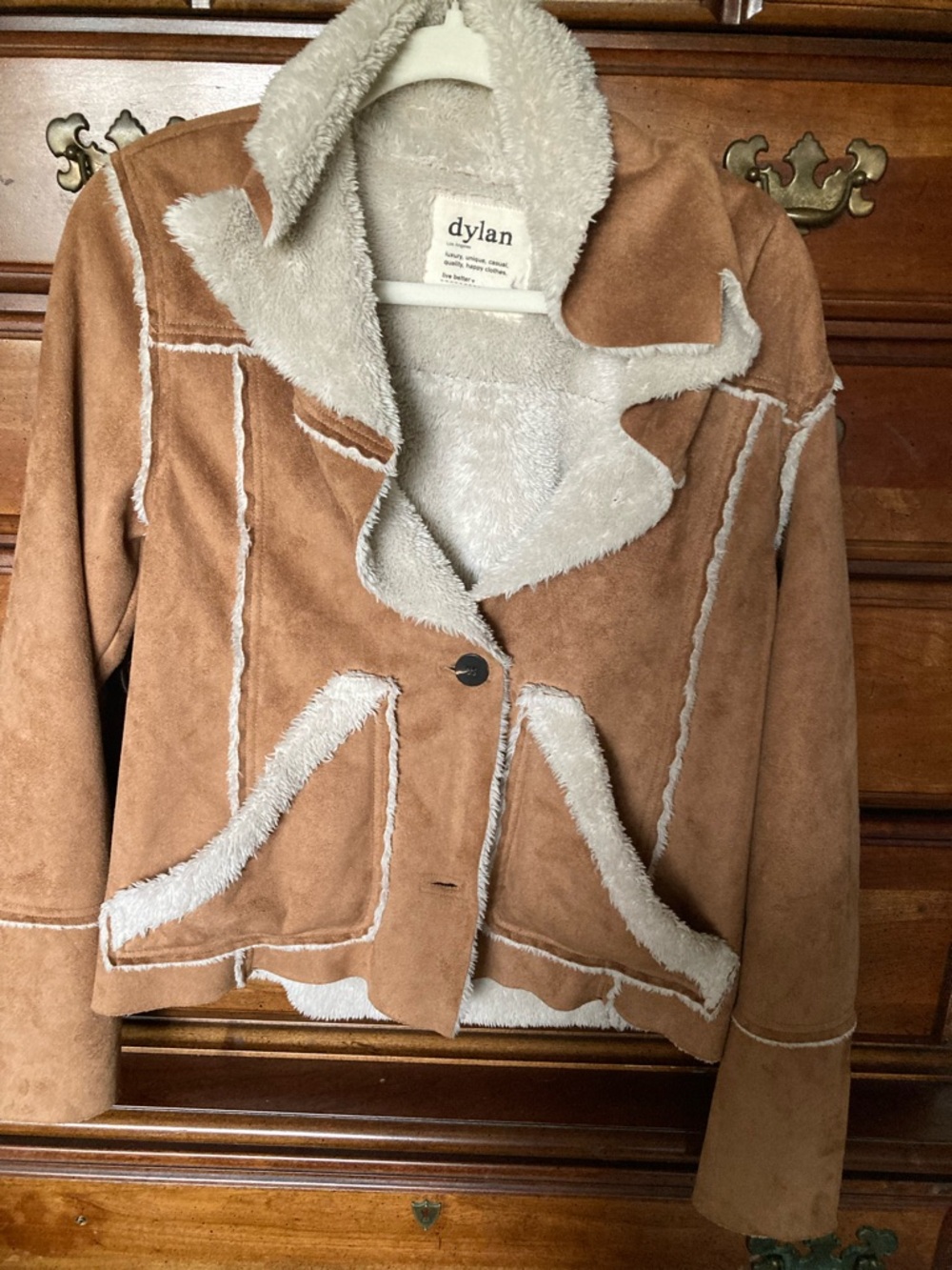 Dylan Tan Jacket with Cream Sherpa Trim